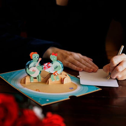 Lovepop Everyday Pop-Up Card for Her, Him, Girls, Boys - 3D Love Greeting Cards - Turtley in Love - 5" x 7" - Blank Note Card & Envelope Included