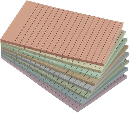Lined Sticky Notes, 8 Pads, 4x6 inches Aesthetic Sticky Note Pads with Lines, Neutral Boho Self-Stick Note Pads, Perfect for Office Home School Desk Accessories, 35 Sheets/pad - Vintage Colors