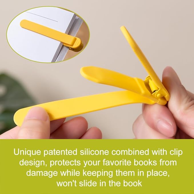 3Pcs Automatic Bookmark, Silicone Smart Book Marks for Reading Women, Men, Kids,Cute Unique Book Markers Bookmark Clip Reading Accessories Gifts for Book Lovers (1 Yellow+1 Red+1 Blue)
