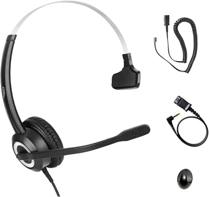 Phone Headset Noise Cancelling Mic RJ9 U10P Bottom Cable Compatible with Polycom VVX, Mitel, Shoretel, Nortel (Avaya) Phones