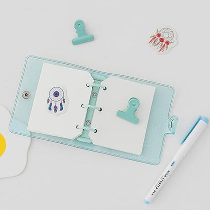 3 Ring Glitter Binder Cover Clear PVC Notebook Cover Protector Loose Leaf Folder Binder Mini Transparent Binder Pockets with Paper Pink