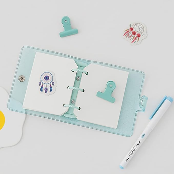 3 Ring Glitter Binder Cover Clear PVC Notebook Cover Protector Loose Leaf Folder Binder Mini Transparent Binder Pockets with Paper Black