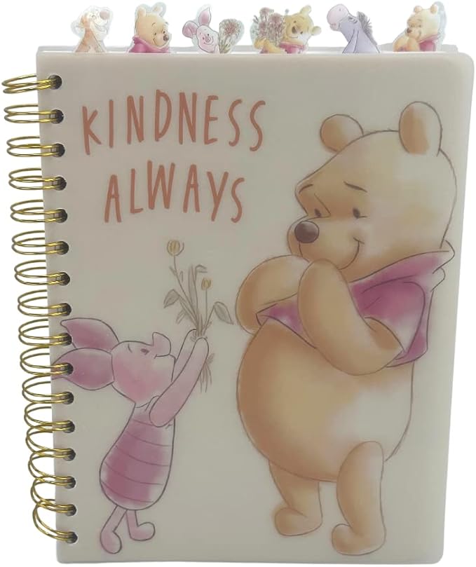 Innovative Designs Disney Winnie the Pooh Tab Journal Notebook, Spiral Bound, 144 Lined Pages, 8 x 7 inches