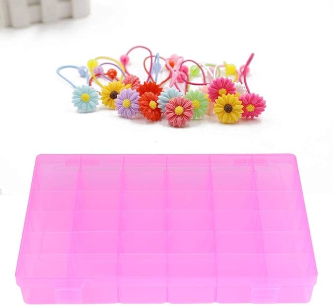 Asixx Rubber Band Storage Box, 36 Slots Plastic Case Rubber Band Earrings Storage Box for Home Organizer Storage Box Rubber Band Storage Box(Pink)
