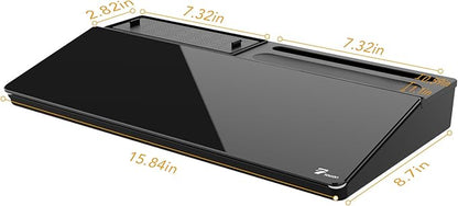 TOWON Black Whiteboard for Desk with Artificial Potted Plant & Nano Incense Stone Aromatic, Desktop Dry Erase Notepad with Storage, Desk Accessories Tray with Organizer for Home Office