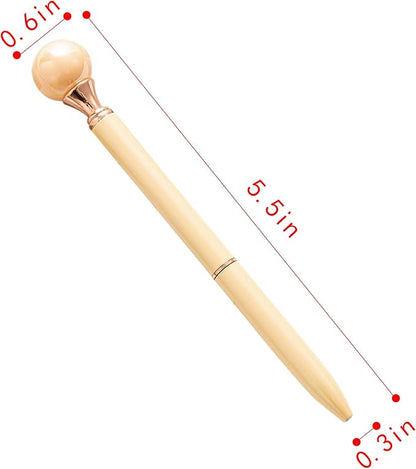 6 Pieces False Pearl Decoration Twist Metal Ballpoint Pen Ball Pen 1.0 MM Black Ink