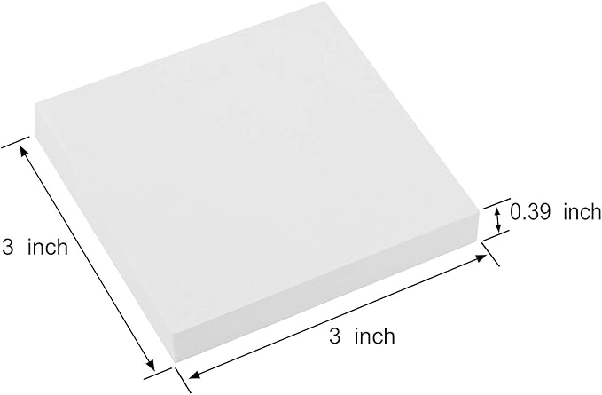 ZCZN 400 Sheets Pop-up Sticky Notes, 3 x 3 Inches, 4 Pads Bright Color Self-Stick Notes, 100 Sheets/Pad, White