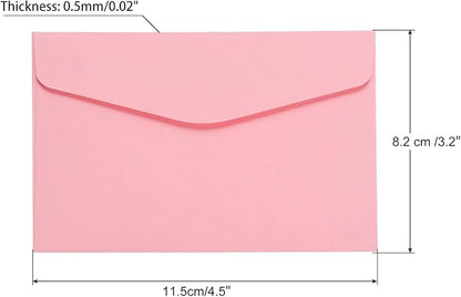 PATIKIL Mini Envelopes, 100 Pack Paper Blank Small Items Storage Business Card Holder for Greeting Note Party, Pink