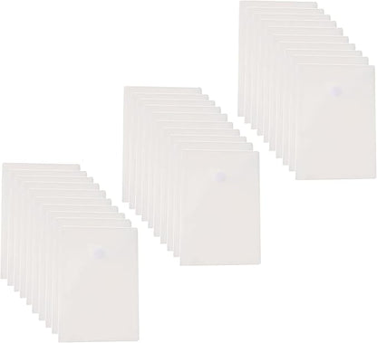 6’’ x 9’’ Vertical Clear Plastic Envelopes Receipt Stickers File Storage 30 Pack Hook Loop Closure
