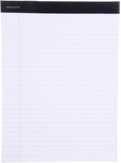Mintra Office Legal Pads - ((BASIC WHITE 6pk, 8.5in x 11in, WIDE RULED)) - 50 Sheets per Notepad, Micro perforated Writing Pad, Notebook Paper for School, College, Office, Business