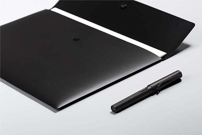 VANRA 5 Pieces A4 Envelopes Folders for Paperwork Plastic Wallets Document Organizer with Snap Button Closure A4 Letter Size (Black)