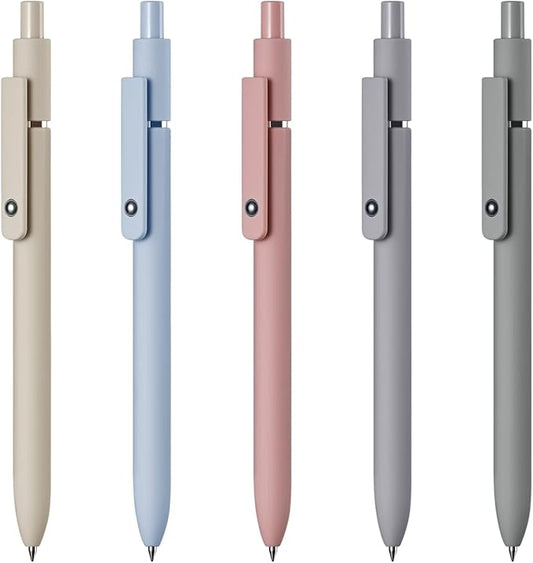 EEOYU 5pcs Quick Dry Ink Gel Pens Fine Point Retractable Roller Ball Pens Black Ink Smooth Writing Cute Aesthetic pens for School Office Home Diary