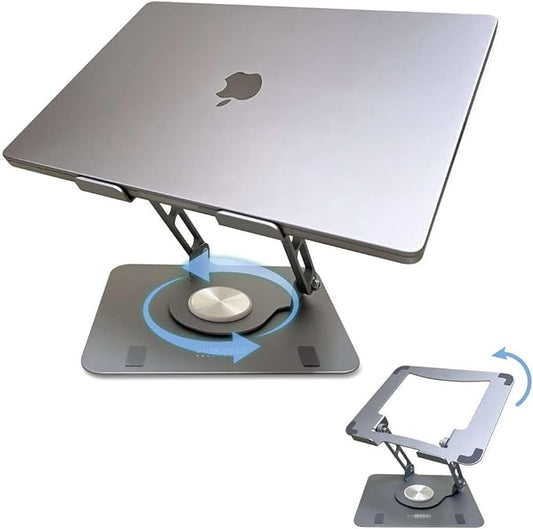 Swivel Laptop Stand for Desk, Adjustable Laptop Stand for Desk w/ 360° Rotation, Raise Tilt Cools Laptop with This Ergonomic Laptop Stand Riser, Collapsible iPad Computer Laptop Stand (Space Gray)