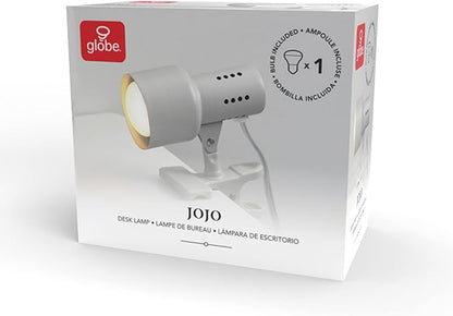 Globe Electric 30293 5.5" Clip-Arm Desk Lamp, Matte Light Gray, In-Line On/Off Switch, Bulb Included, Home Décor, Desk Lamps for Home Office, Home Office Accessories, Room Décor, Accent Lighting Lamps