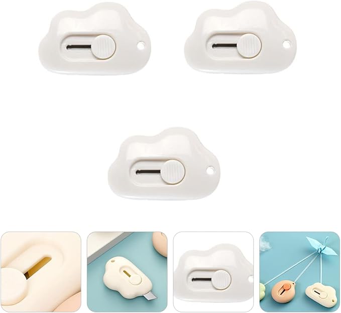 Angoily 3pcs for Home Utility Mini Retractable Lock Opening Tool School Pocket Knife Function Portable Knives Cutting Students Cardboard Craft Cartons Letter Practical Animal Box Cutter