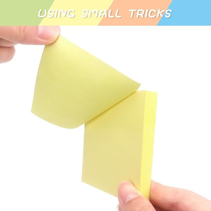 Sticky Notes 3x3 Self-Stick Notes Pads with 6 Bright Colors, Easy to Post for Office, Shool, Home, 6 Pads/Pack, 100 Sheets/Pad (Yellow)