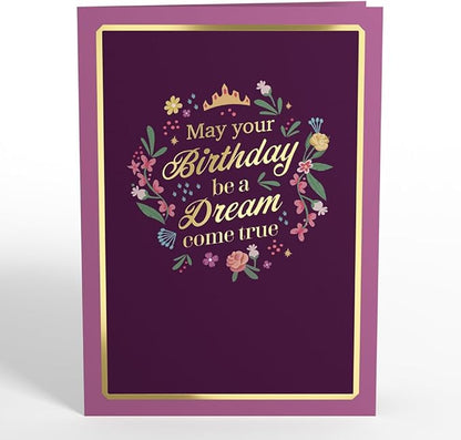 Lovepop Happy Birthday Pop-Up Card for Her and Him- 3D Disney Birthday Greeting Cards for Boys, Girls, Men, Women - Dream Come True - 5" x 7" Disney Princess Card - Blank Note Card & Envelope Included