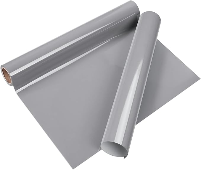 VINYL FROG Heat Transfer Vinyl Roll HTV Vinyl - 12"x5ft Grey Iron on Vinyl for T-Shirts, Heat Press Vinyl for DIY Craft Designs (Grey)
