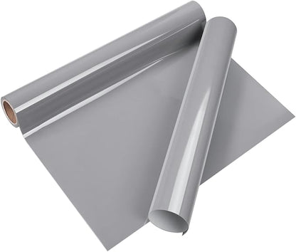 VINYL FROG Heat Transfer Vinyl Roll HTV Vinyl - 12"x5ft Grey Iron on Vinyl for T-Shirts, Heat Press Vinyl for DIY Craft Designs (Grey)