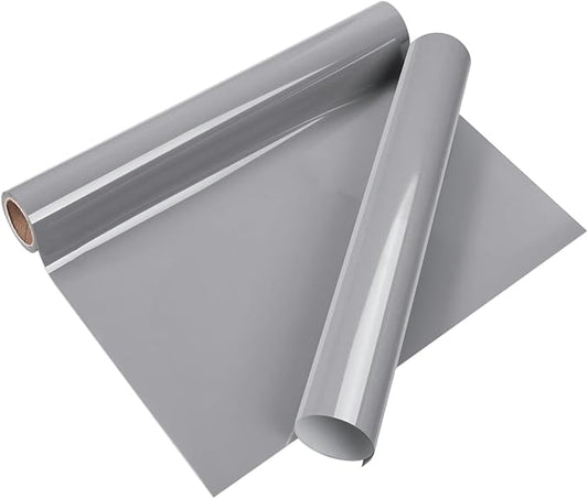 VINYL FROG Heat Transfer Vinyl Roll HTV Vinyl - 12"x5ft Grey Iron on Vinyl for T-Shirts, Heat Press Vinyl for DIY Craft Designs (Grey)
