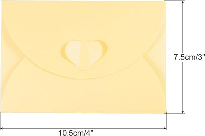 PATIKIL Gift Card Envelopes, 12 Pack Heart Shaped Clasp Small Gift Cards Holder Mini Envelope for Birthdays Weddings, Beige