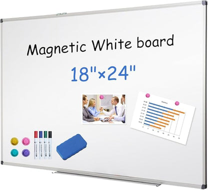 XIWODE Magnetic Dry Erase Board，Whiteboard for Wall,18 x 24 inches, Whiteboard Marker Board Writing Board，Silver Aluminum Frame, Durable,Whiteboard for Home School & Office