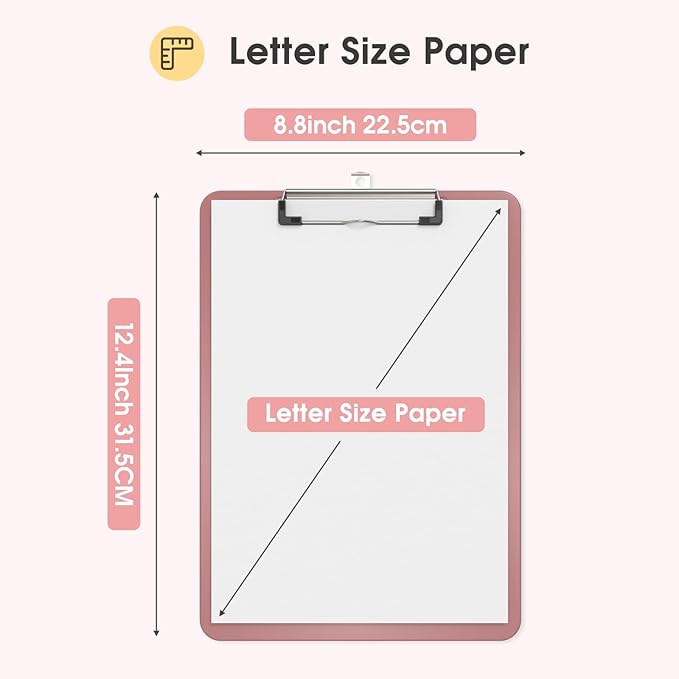 Plastic Clipboards 6 Pack, A4 Red Clip Board 8.5x11 for Classroom, Students, Kid, Woman, Size 9" x 12.5" with Low Profile Clip, Office & School Supply