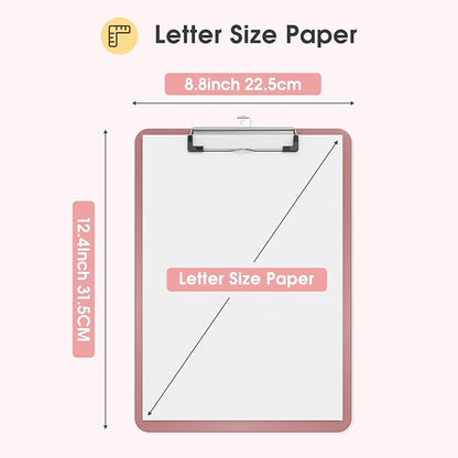 Plastic Clipboards 6 Pack, A4 Red Clip Board 8.5x11 for Classroom, Students, Kid, Woman, Size 9" x 12.5" with Low Profile Clip, Office & School Supply