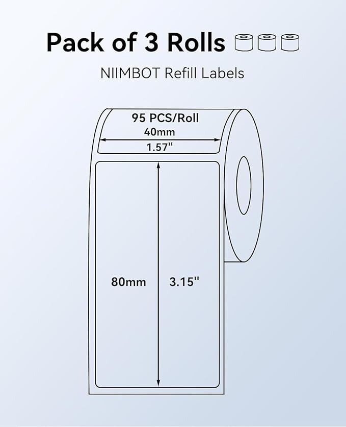 3 Rolls Labels for NIIMBOT B1 B21 B3S B31 K3, 2'' x 1.18'' (50x30mm) Kitchen Labels for Containers, Waterproof, Oil-Proof and Tear-Proof Thermal Printer Labels