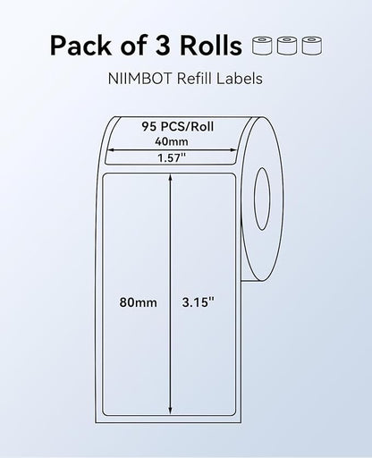 3 Rolls Labels for NIIMBOT B1 B21 B3S K3, 2'' x 3.15'' (50x80mm) Kitchen Labels for Containers, Waterproof, Oil-Proof and Tear-Proof Thermal Printer Labels