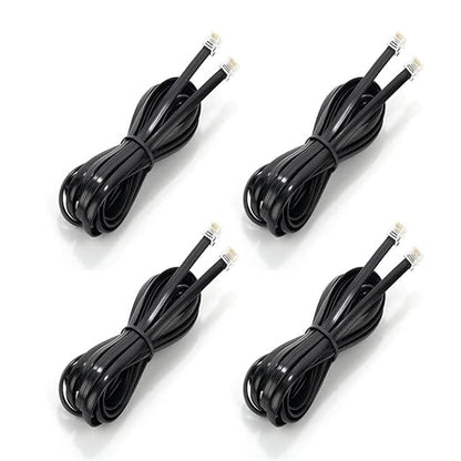 10 FT - 4 Pack Phone Extension Cord, Telephone Cable with Standard RJ11 Plug (6P4C), Black, for Landline Telephones, Fax, Modems, Answering Machines