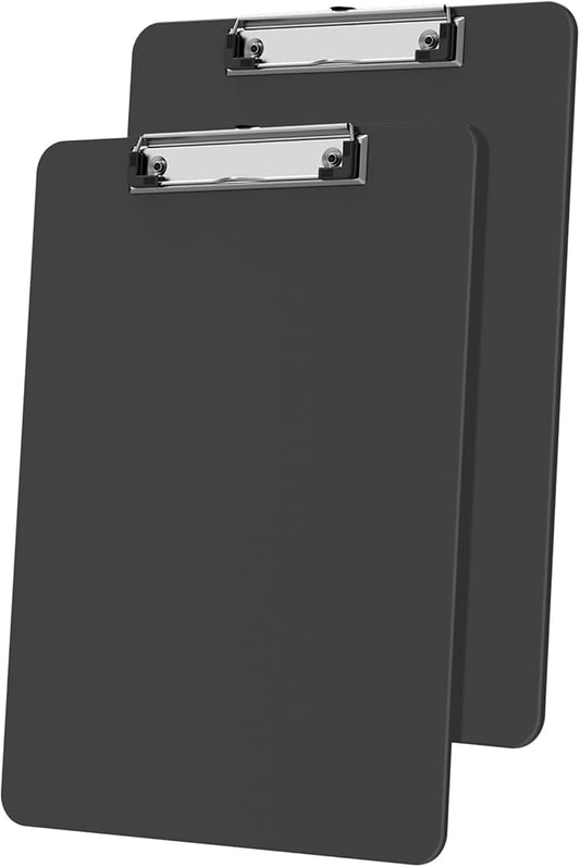 Plastic Clipboards 2 Pack, A4 Grey Clip Board 8.5x11 for Classroom, Students, Kid, Woman, Size 9" x 12.5" with Low Profile Clip, Office & School Supply