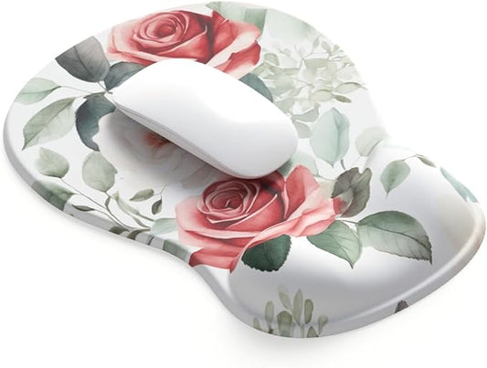ErgoComfort Gel Wrist Rest Mouse Pad-Ergonomic Office Mousepad with Wrist Support-Non-Slip, Design Desk Accessories Mat for Home&Game Decor (08Eternal Roses)