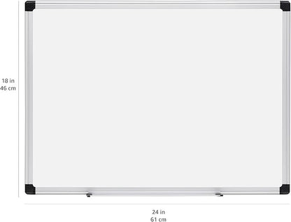 Amazon Basics Magnetic Dry Erase Whiteboard, 24"W x 18"H, Aluminium Frame, Silver/White
