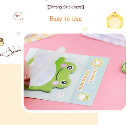 Kawaii Frog Sticky Notes Sets - Aesthetic Cute Small Frog Sticky Notes Mini Animal Self-Stick Notes Pads for Office School Creative Gifts - 8 Packs (160 Sheets)