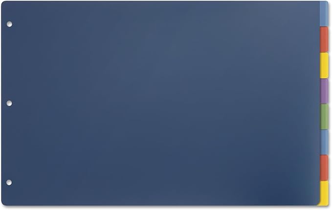 Cardinal 11x17 Inch Poly Dividers, 8-Tab, Multi-Color, (84251)