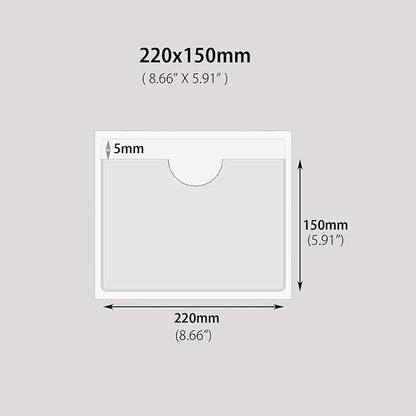 Adhesive Clear Pockets,Self Adhesive Clear Label Pockets Adhesive Card Folder Plastic Pockets Holders Sleeves for Index Cards Planners Cabinet Shelves Photo Cd,10Pieces(220x150mm)