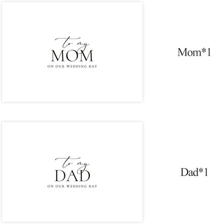 Set of 2 Wedding Day Card for Parents, To My Dad and Mom On Our Wedding Day, Parents Of The Bride/Groom Gifts.（Dad/Mom A）