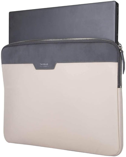 Targus Newport Modern Style Sleeve with Durable Water-Repellent Nylon, Back Zip Pocket Pouch, Protective Slipcase fits 11-12-Inch Laptop/Notebook, Tan (TSS100106GL)