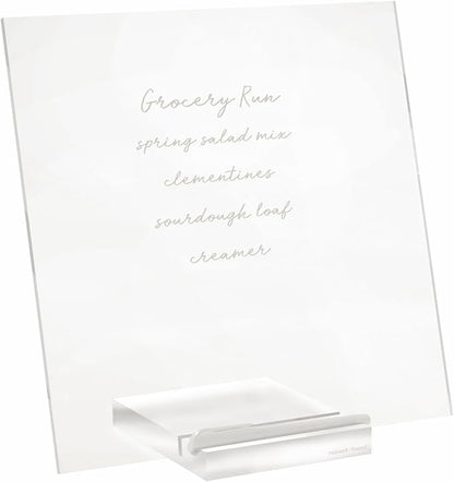 russell+hazel Acrylic Memo Tablet, Dry Erase Board and Marker, Clear 12” x 6” x 11.5” (31384)