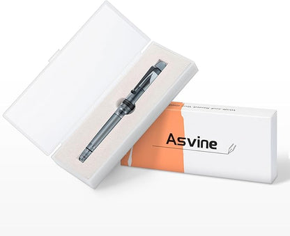 Asvine V126 Vacuum Filling Fountain Pen, Matte Black Acrylic Fine Nib, Large-Capacity Pen with Gift Case