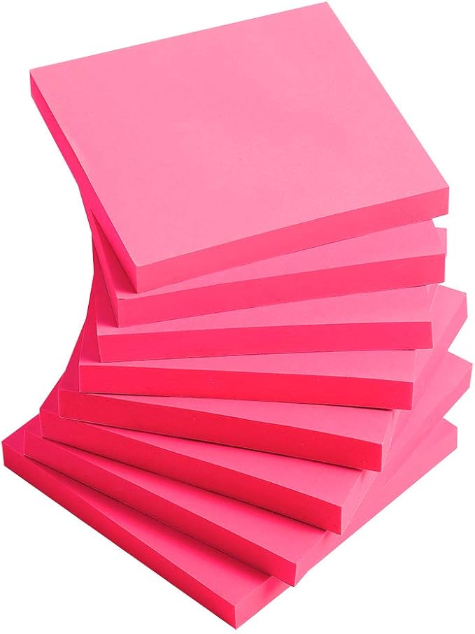 Vanpad Sticky Notes 3x3 Inches, Rose red Self-Stick Pads, Easy to Post for Home, Office, Notebook, 8 Pads/Pack