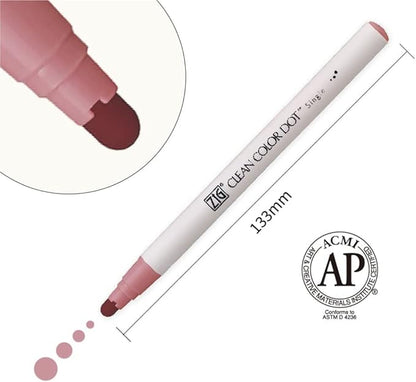 Kuretake CLEAN COLOR DOT Single Mild Smoky 6 colors set, Flexible dot tip marker, for Journals, Crafts, Illustration, Lettering, Planners, for Adult, Kids, Made in Japan