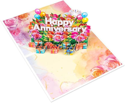 3D Pop Up Anniversary Greeting Card, Happy Anniversary Pop Up Card for Couple, Parents, Husband and Wife Wedding Anniversaries and All Ages