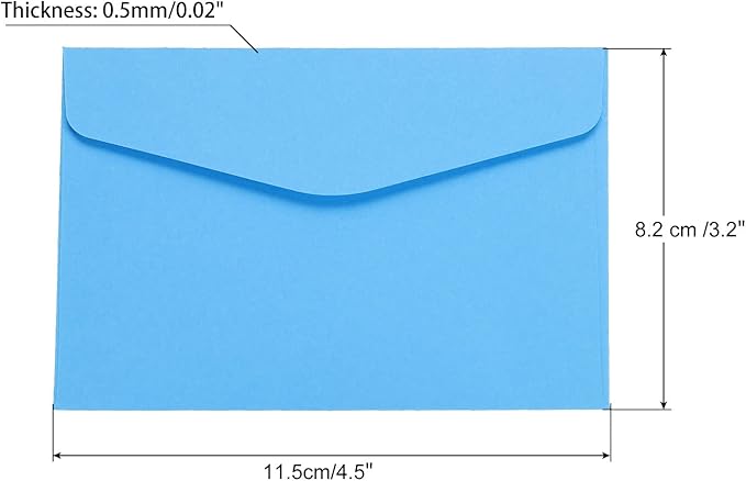 PATIKIL Mini Envelopes, 100 Pack Paper Blank Small Items Storage Business Card Holder for Greeting Note Party, Blue
