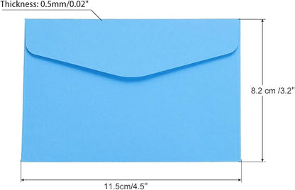 PATIKIL Mini Envelopes, 100 Pack Paper Blank Small Items Storage Business Card Holder for Greeting Note Party, Blue