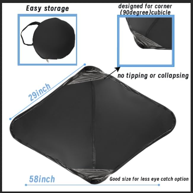 Foldable Desk Small Cubicle Shade For Small Cubicle To Block Overhead Light,Light Shield Cover for Light Sensititve Workers, Desk Canopy Disturbance or Privacy for Open Office Black