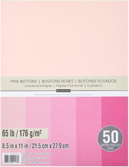 Recollections Cardstock Paper, 8 1/2 X 11 Pink Buttons - 50 Sheets
