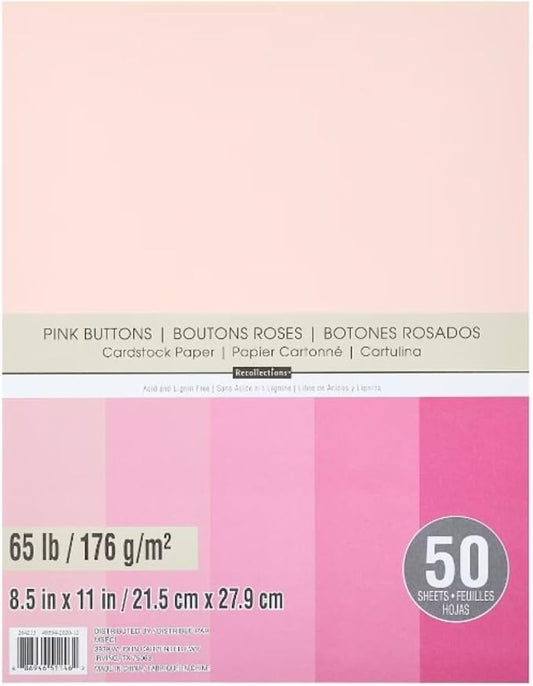 Recollections Cardstock Paper, 8 1/2 X 11 Pink Buttons - 50 Sheets