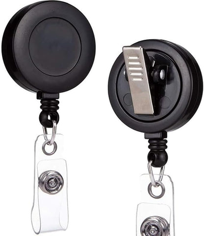 3 Pack Badge Holder Reel Clips, with 22'' Retractable Cord (Black)